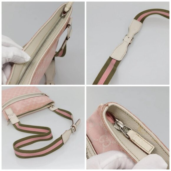 GUCCI GG Canvas Sherry Line Tote Bag Pink Silver 145809 Auth 141943 - Picture 16 of 16